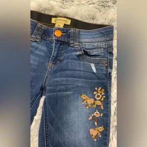 Democracy Skinny Embroidered Distressed Jeans Size 2
